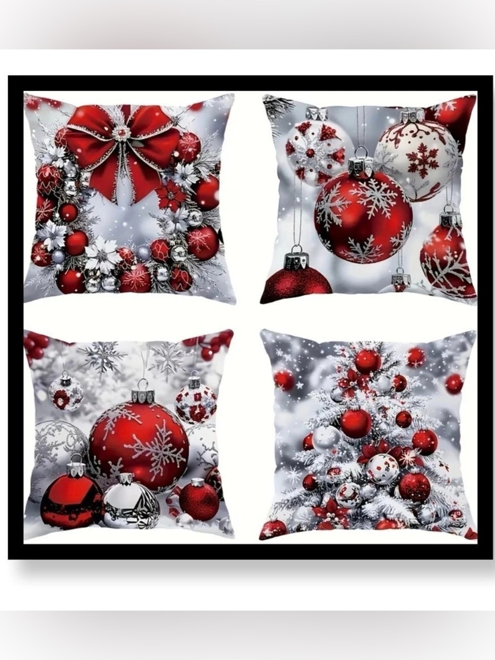 Christmas Pillow Covers Set of 4 Red White NWT